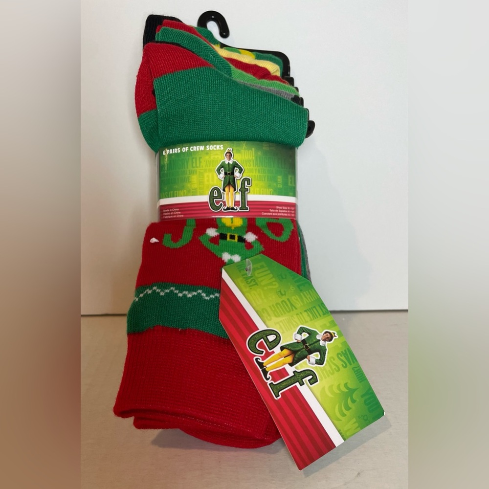 Buddy the ELF men’s Crew socks NWT - 6 pair